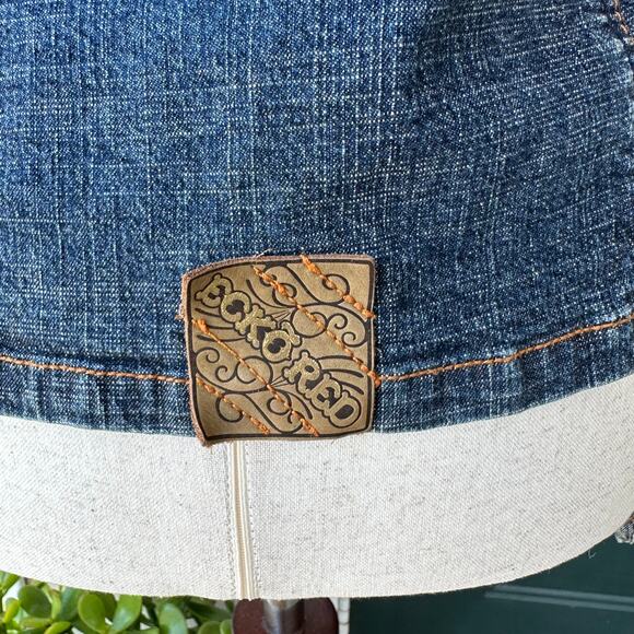 Vintage Ecko Red Denim Blazer Jacket Y2K Fitted Stretch Jean Jacket Sz S - Picture 7 of 11